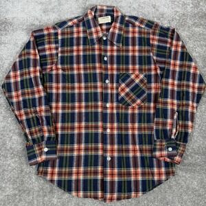 Vintage Klondike Shirt Men's Medium Blue Plaid Flannel Long Sleeve‎ USA Made